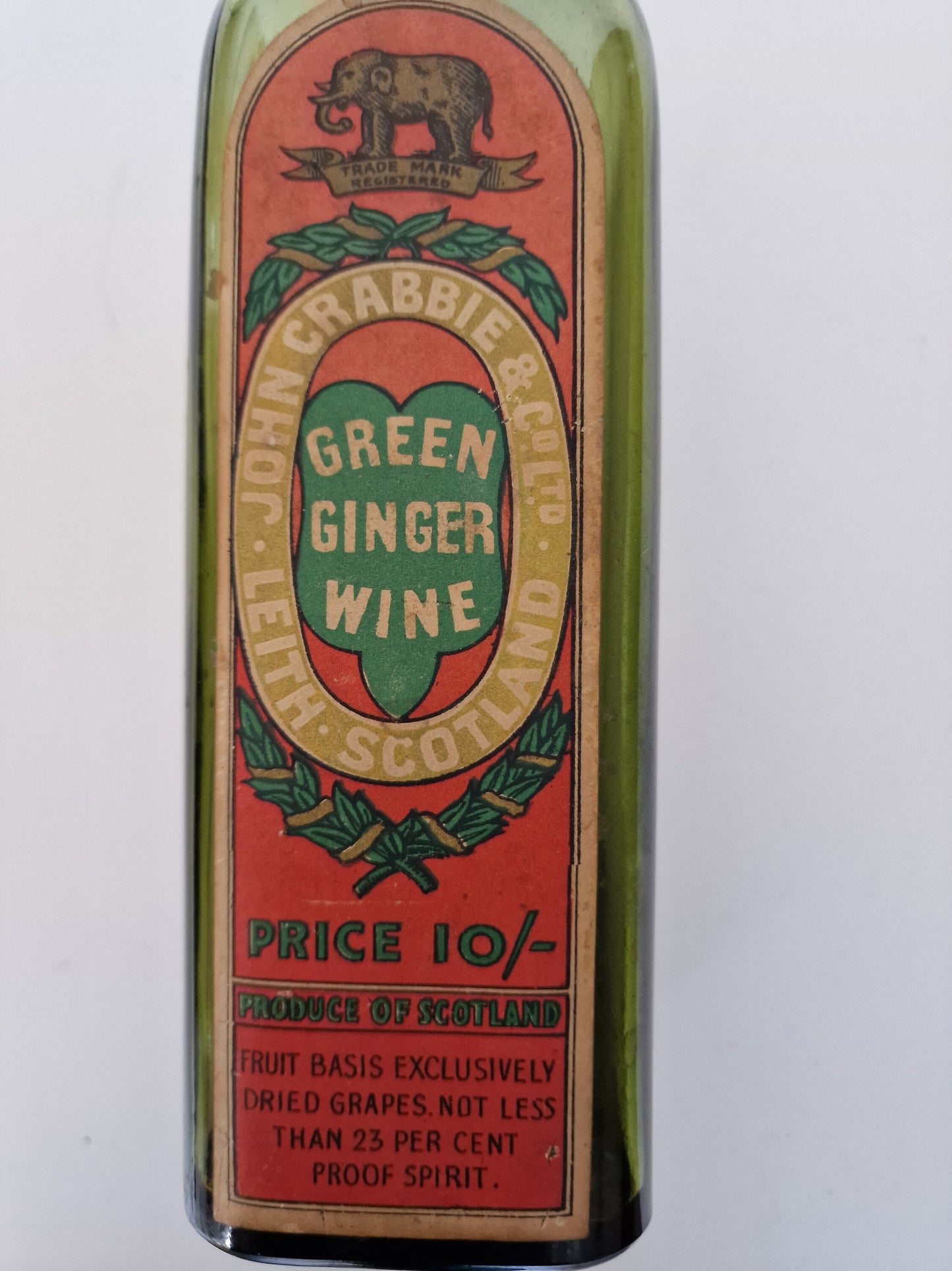 john crabbie green ginger wine antique bottle leith scotland decorative bottle