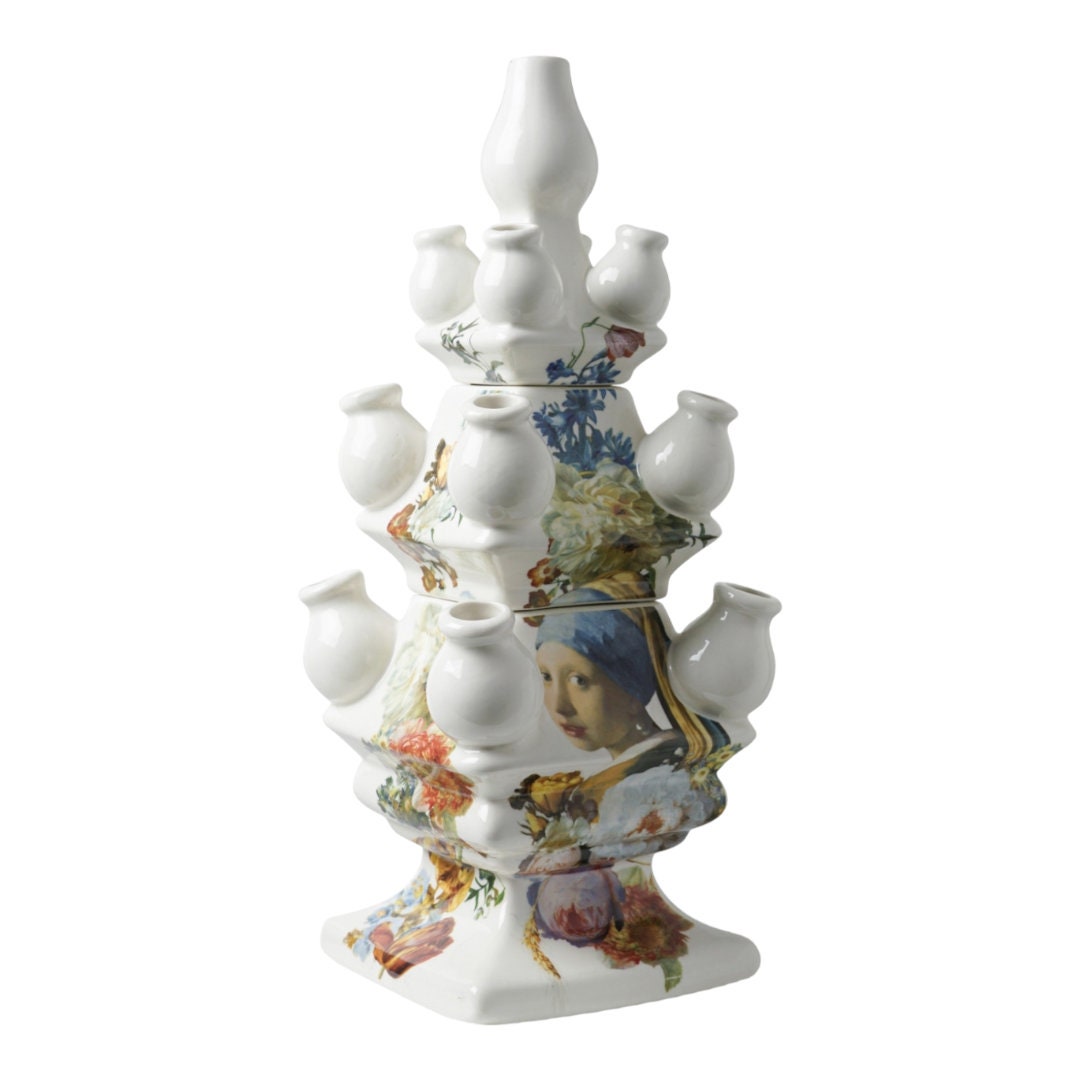Delft Holland Tulip Vase, Vermeer Gallery, Mint Condition Ceramic