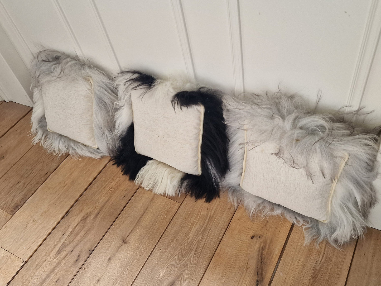 Sheepskin cushion, iceland, 3 IJslandse schapenvacht kussens boho lounge maison country natural living