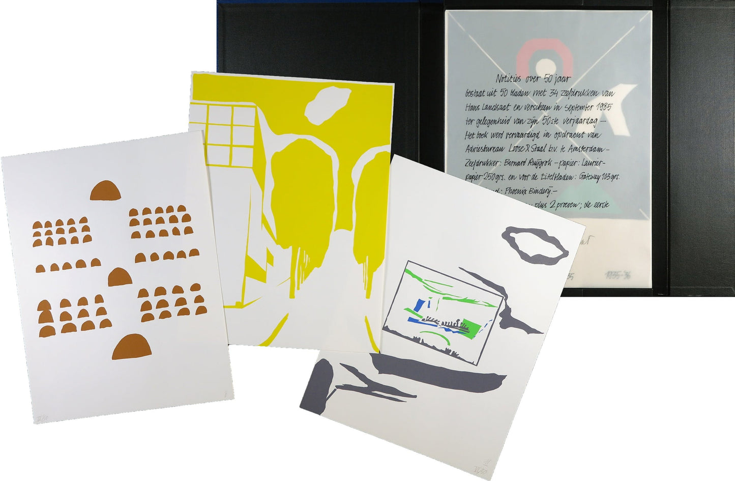 Hans Landsaat Geometric Screenprints, Dutch Modern Art, Signed Limited Edition