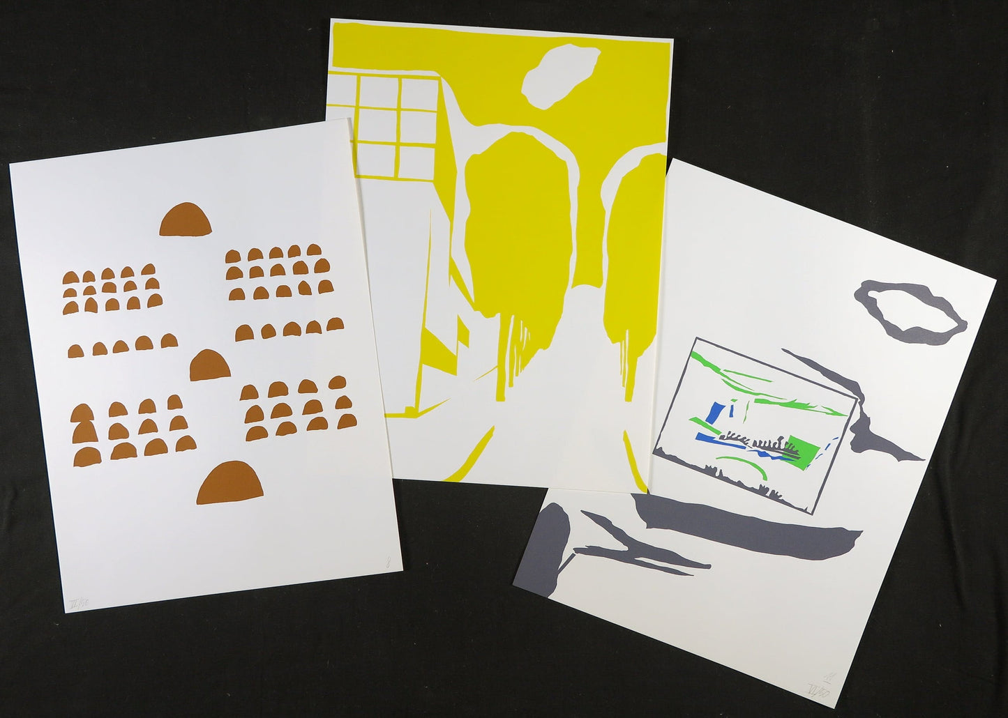 Hans Landsaat Geometric Screenprints, Dutch Modern Art, Signed Limited Edition