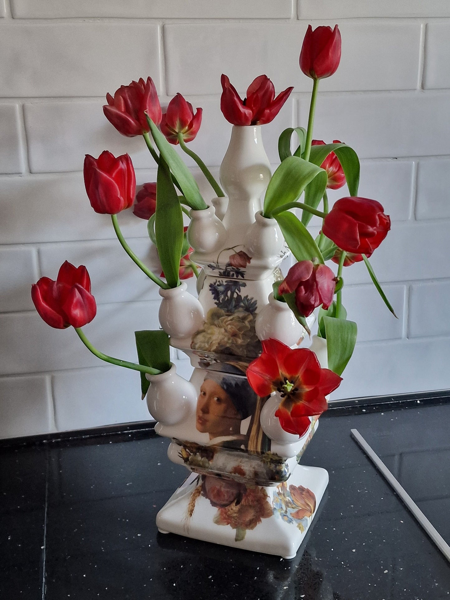 Delft Holland Tulip Vase, Vermeer Gallery, Mint Condition Ceramic