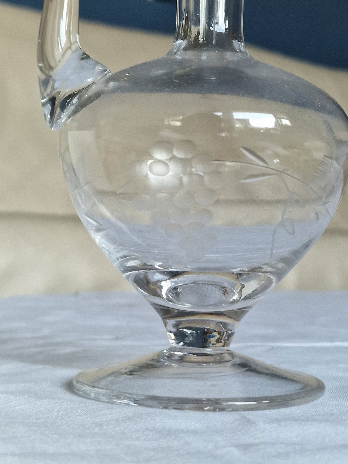 Villeroy & Boch Art Nouveau Decanter Set, Etched Crystal Carafe, Porcelain Tray
