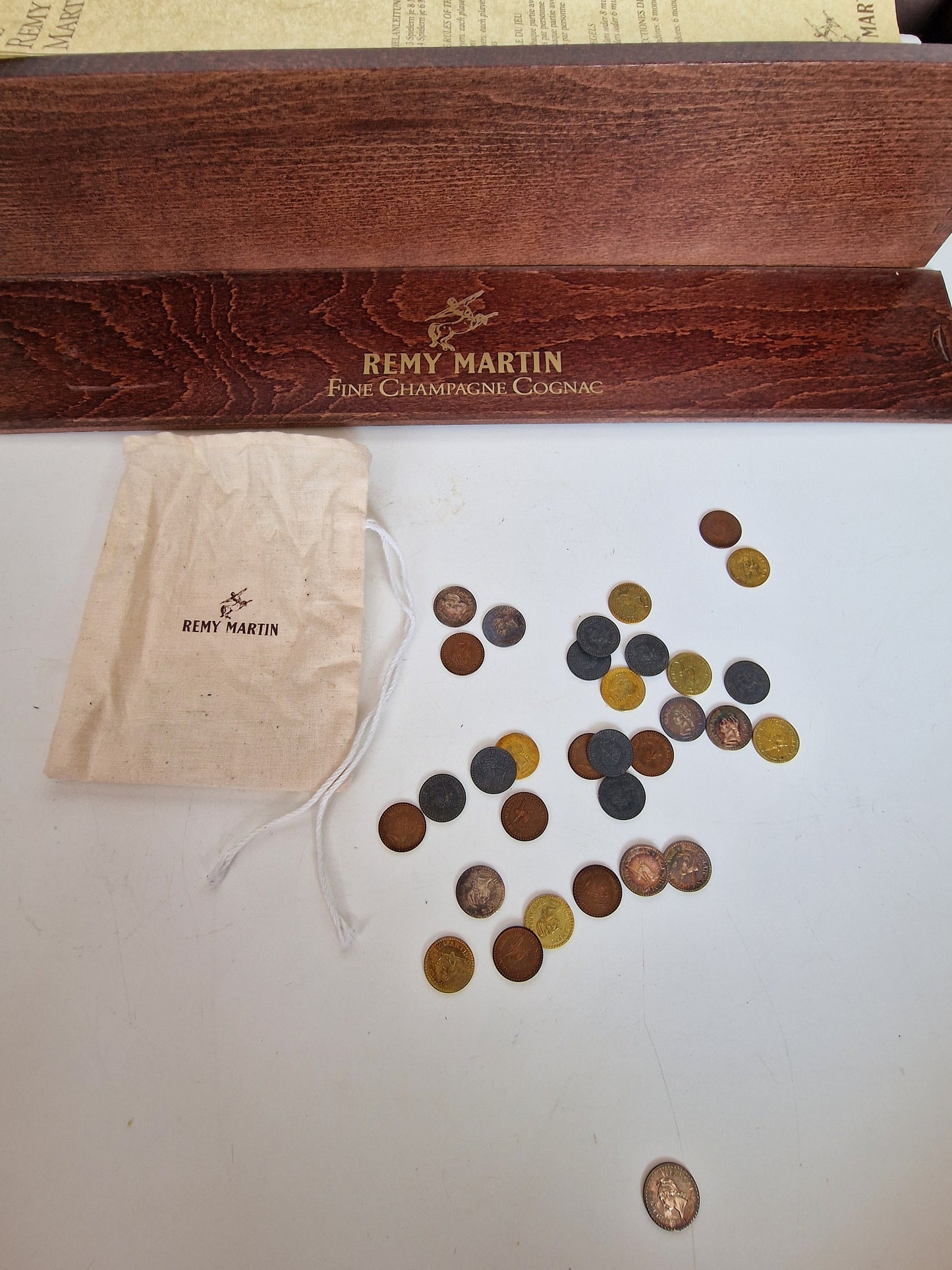 Remy Martin Board Game, Vintage Collector's Edition with Coins, Wood Box