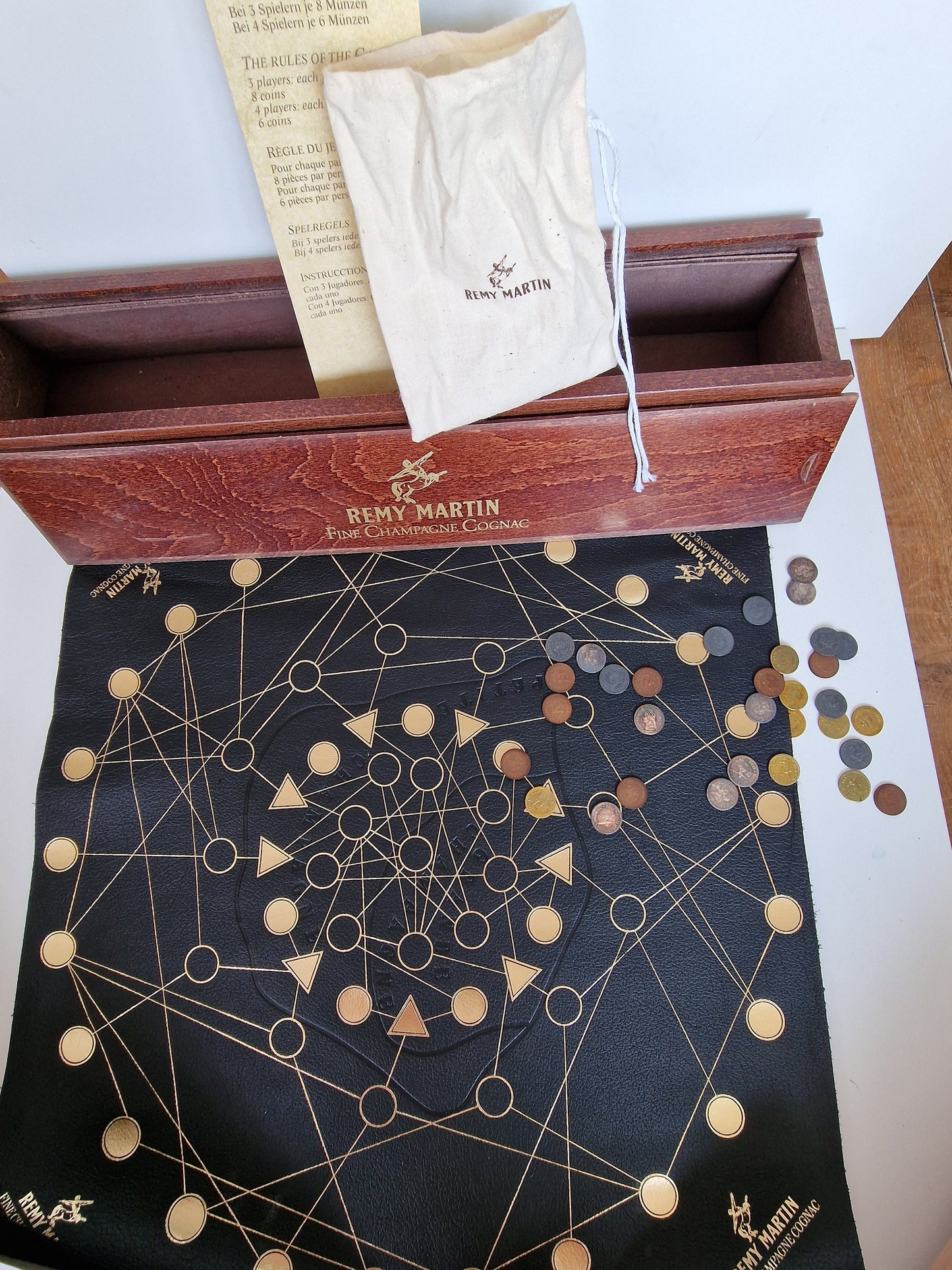 Remy Martin Board Game, Vintage Collector's Edition with Coins, Wood Box