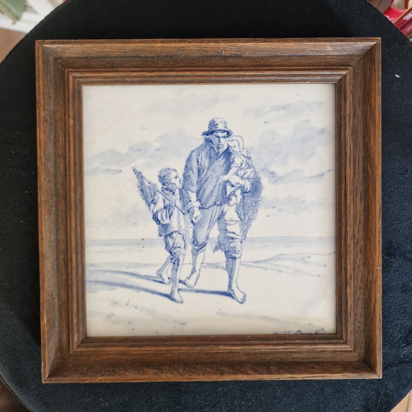 Rare Royal Delft Hand-Painted Tile, Israels 1881, Antique Pottery