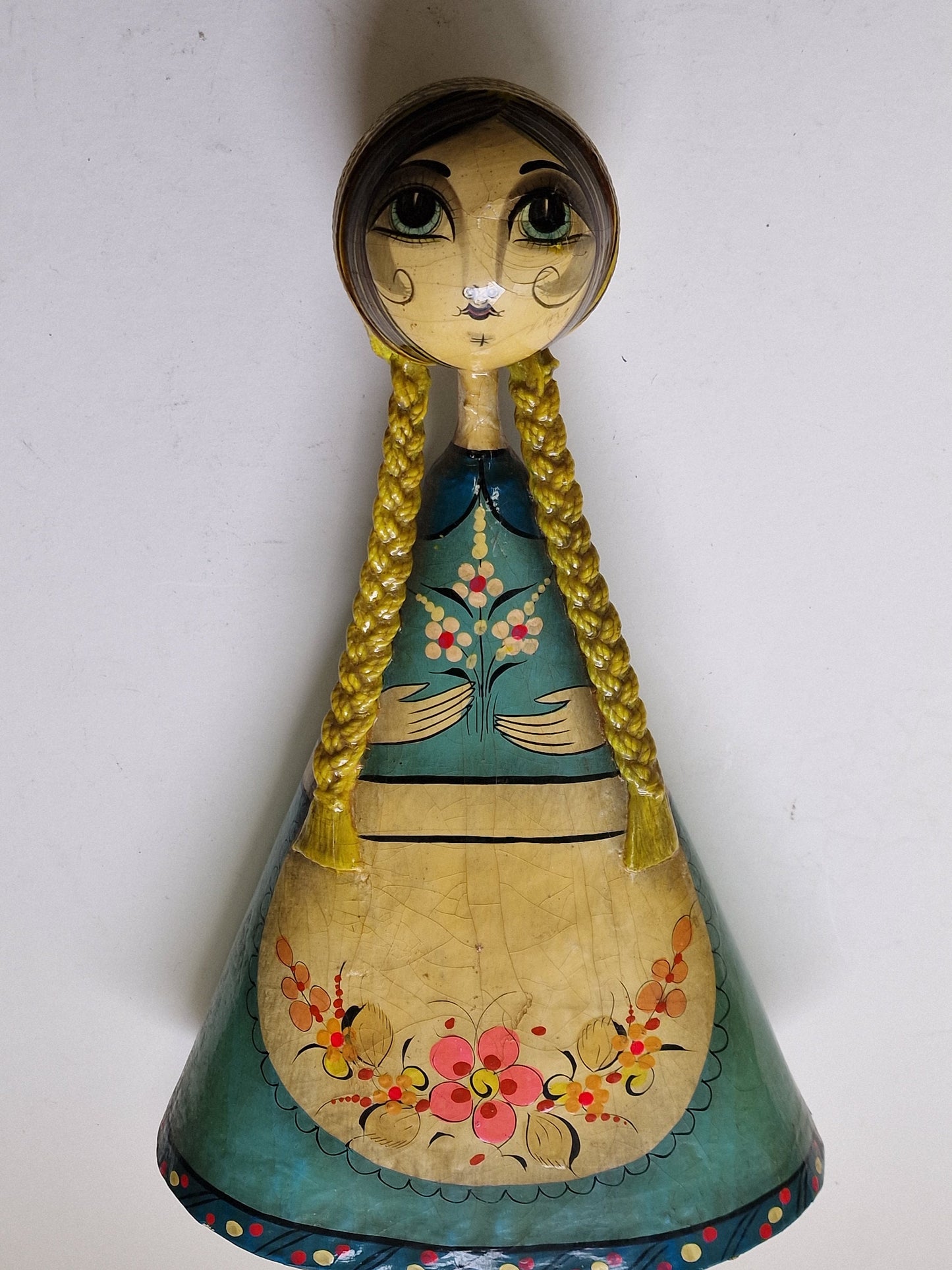 Sergio Bustamante Sun Face Girl, Handpainted Paper Mache Tonala Figure
