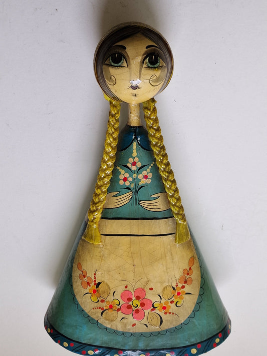 Sergio Bustamante Sun Face Girl, Handpainted Paper Mache Tonala Figure