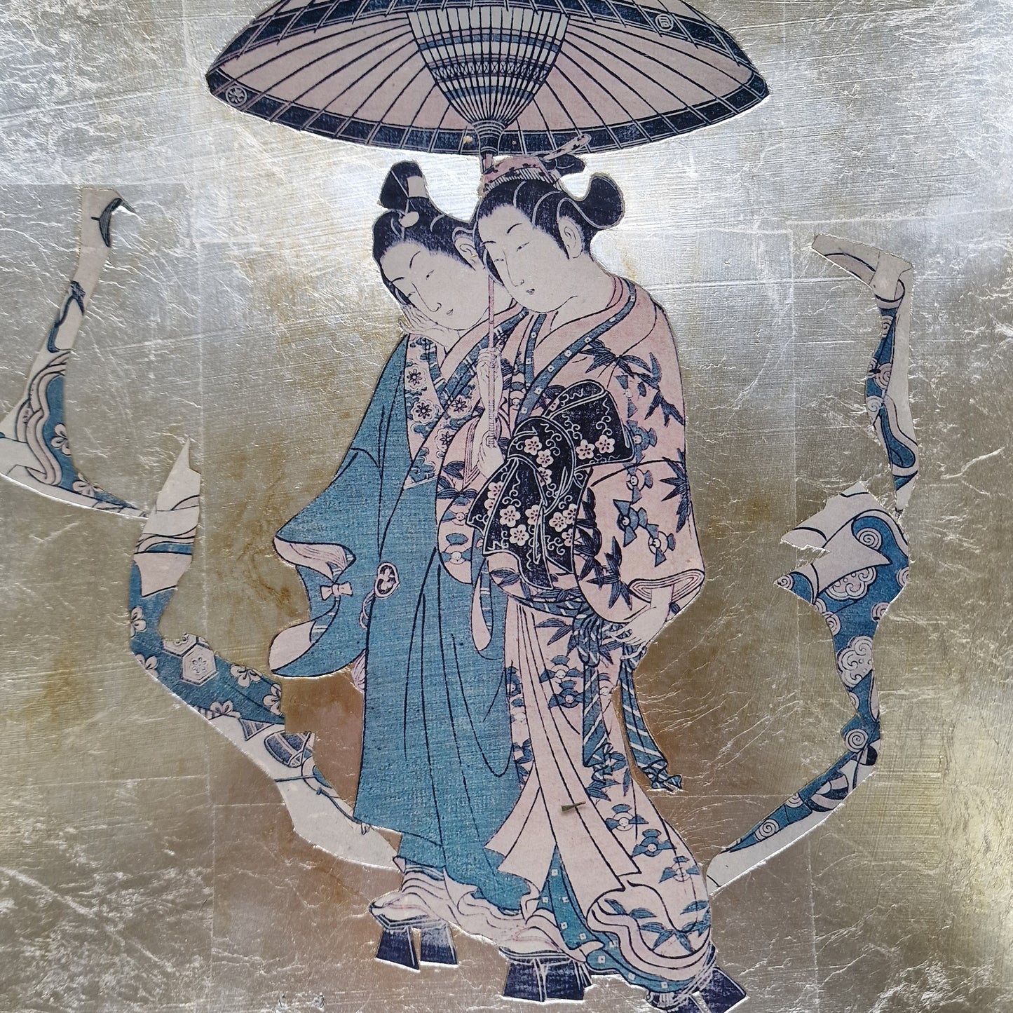 Vintage Carole Stupell Asian Glass Plate, Signed Art Charger (30x30)