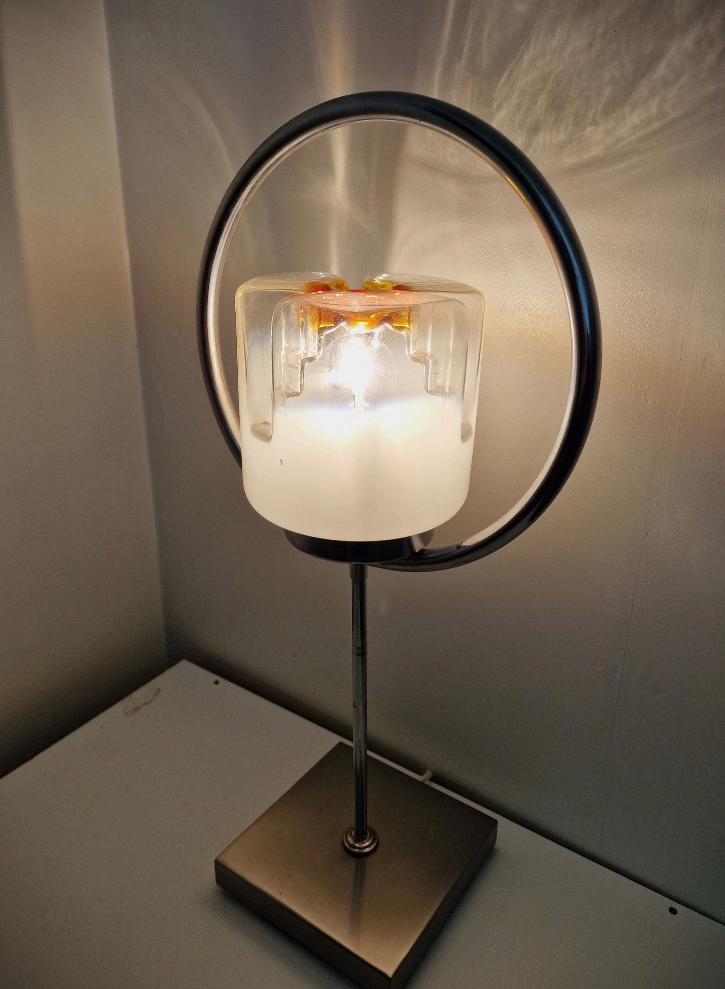 Mazzega Toni Zuccheri Murano Glass Table Lamp, Italian Mid-Century Design