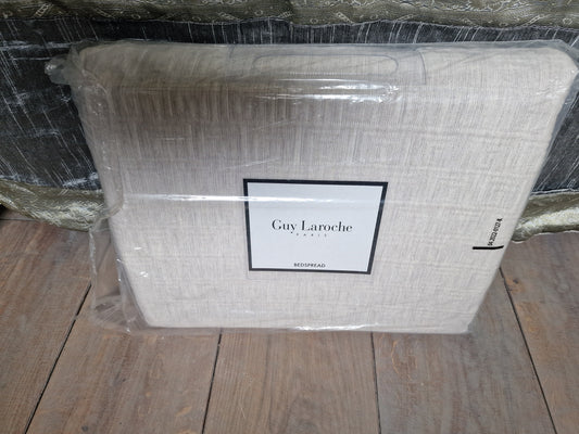 Guy Laroche Bedspread, King Size, Natural Sand Color, Cotton Blend, New in Plastic
