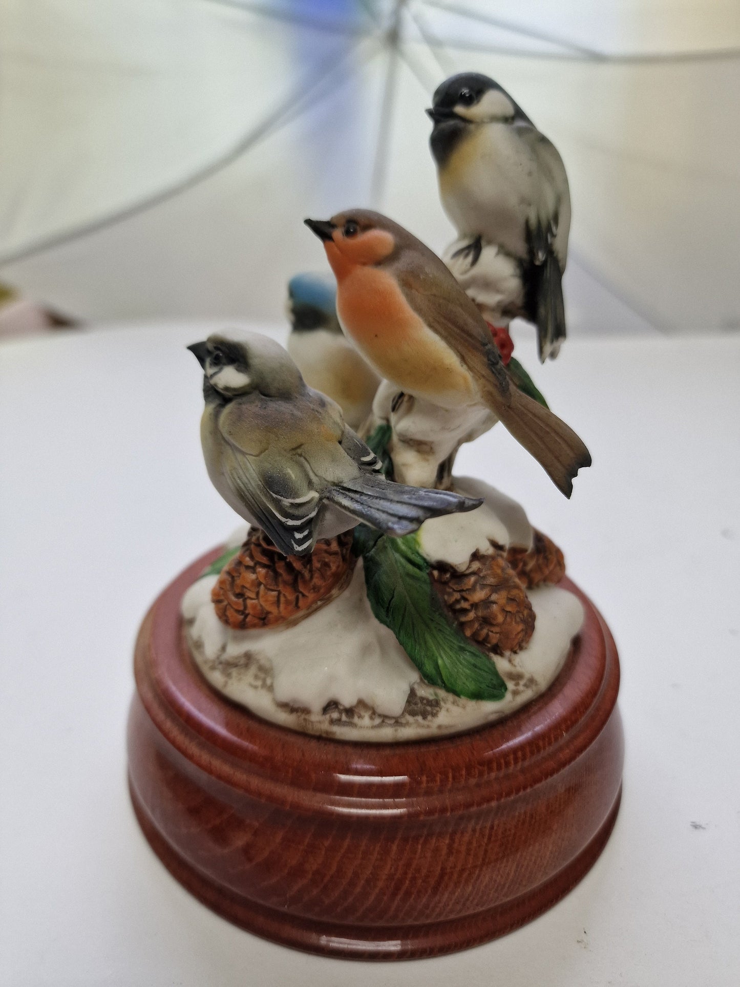 Riccardo Pennati Biscuit Porcelain Bird Music Box, Snow Waltz
