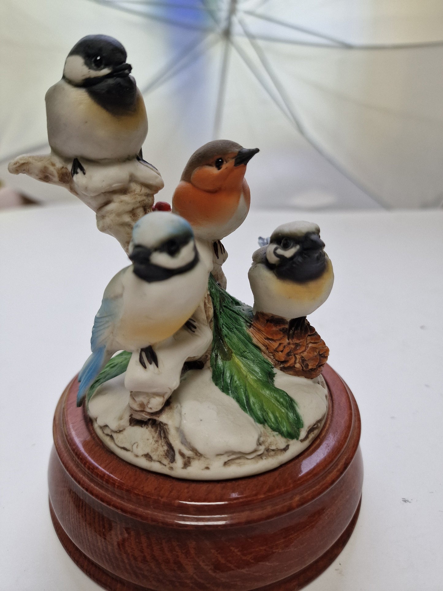Riccardo Pennati Biscuit Porcelain Bird Music Box, Snow Waltz