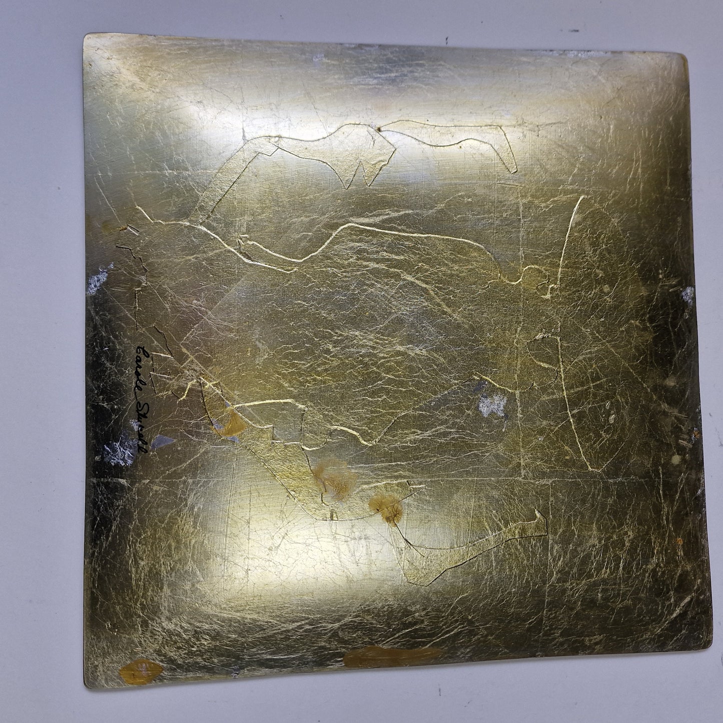 Vintage Carole Stupell Asian Glass Plate, Signed Art Charger (30x30)