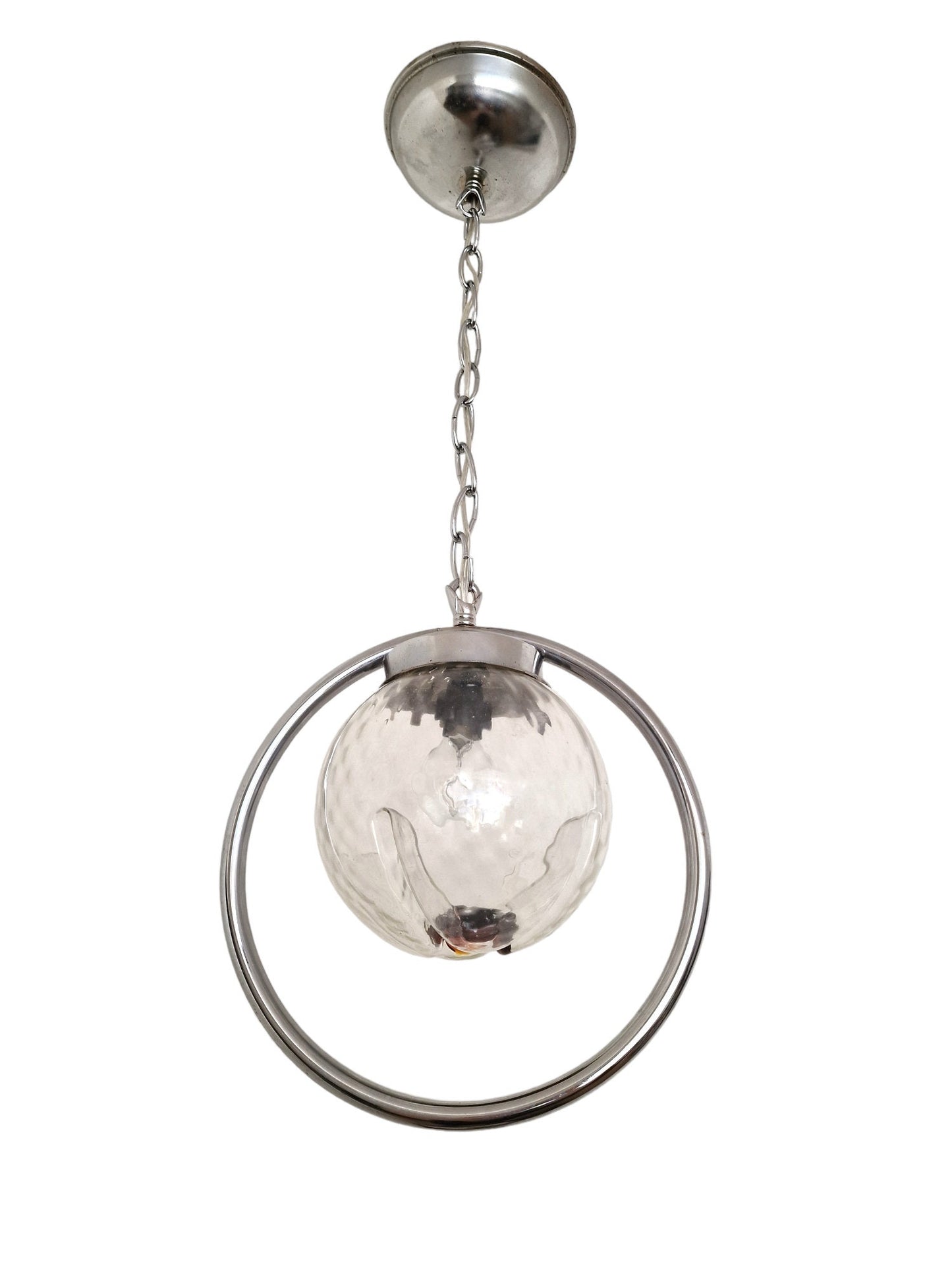 Mazzega Toni Zuccheri Murano Glass Pendant Light, Mid-Century Modern Globe Lamp