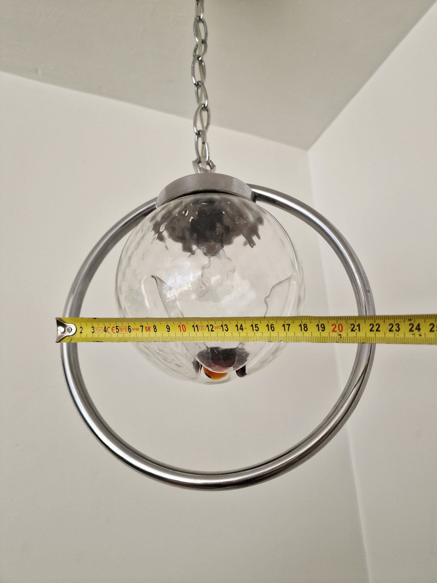 Mazzega Toni Zuccheri Murano Glass Pendant Light, Mid-Century Modern Globe Lamp