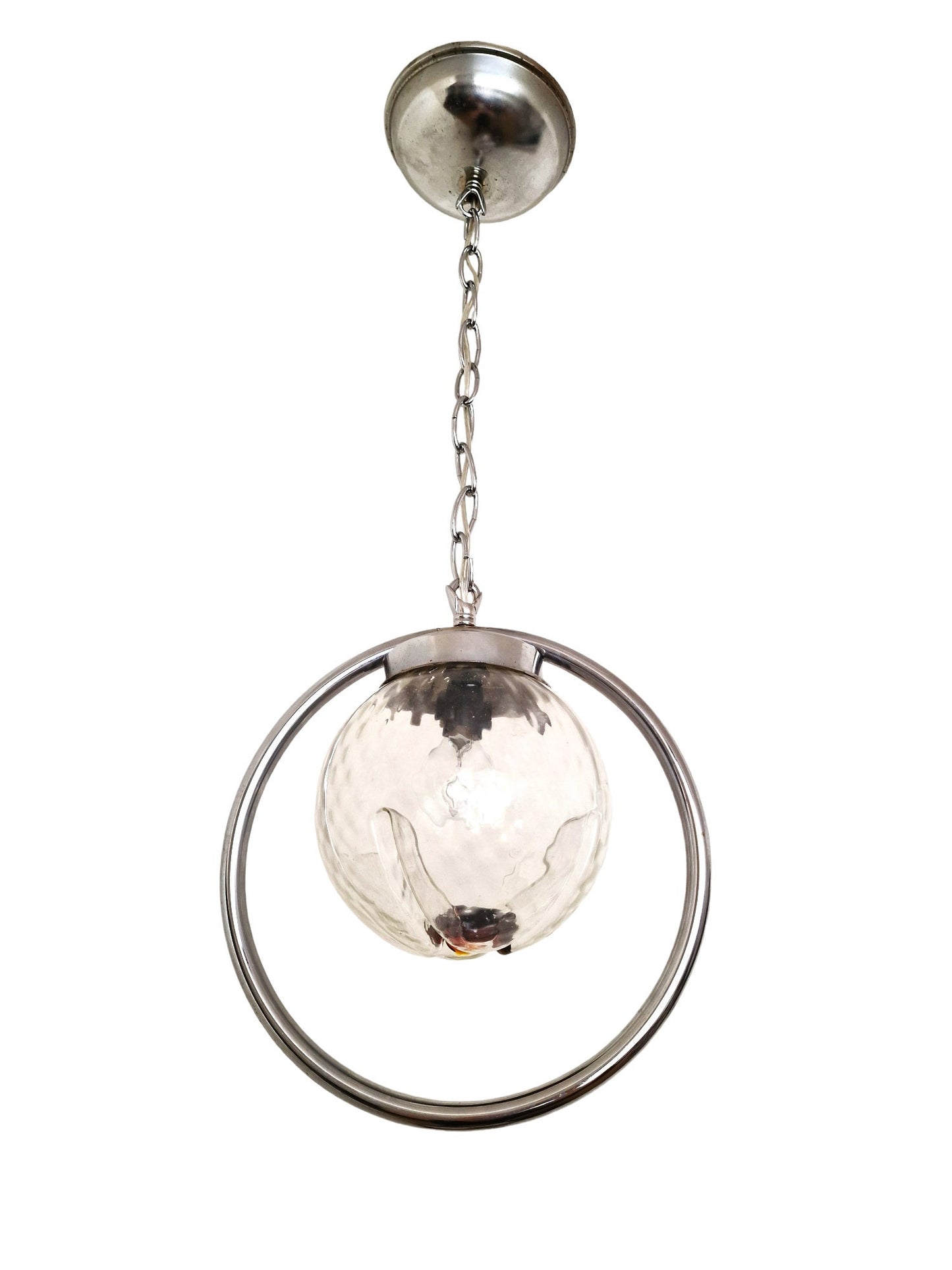 Mazzega Toni Zuccheri Murano Glass Pendant Light, Mid-Century Modern Globe Lamp