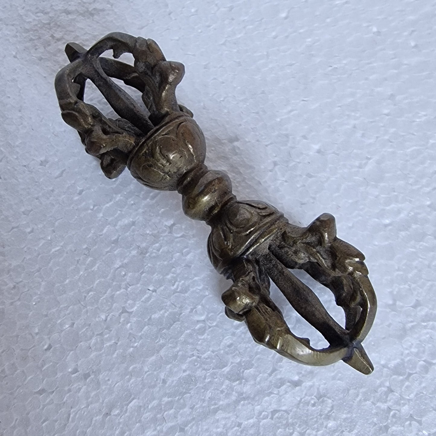 Antique Tibetan Copper Vajra Dorje, 4 Lotus Ritual Object