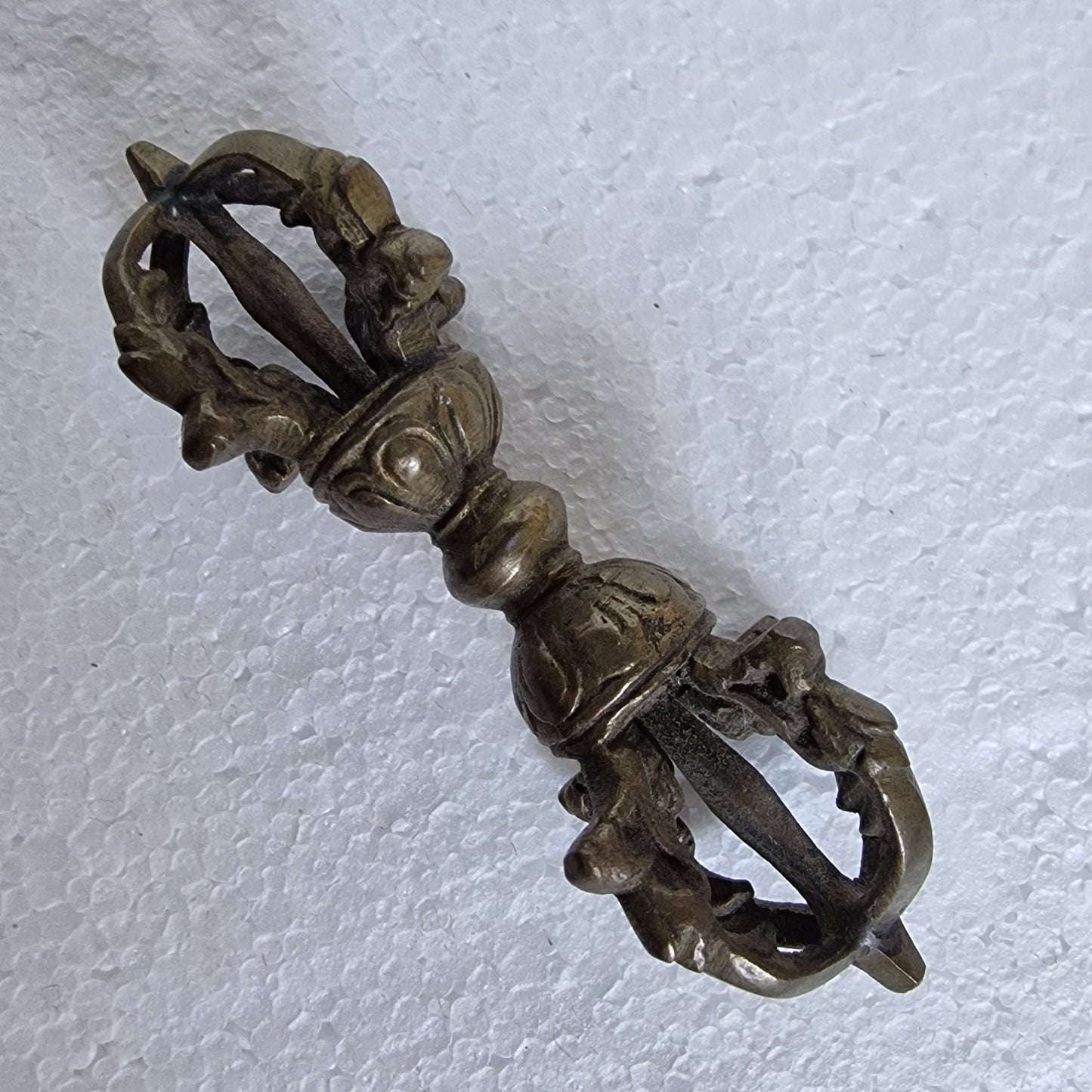 Antique Tibetan Copper Vajra Dorje, 4 Lotus Ritual Object