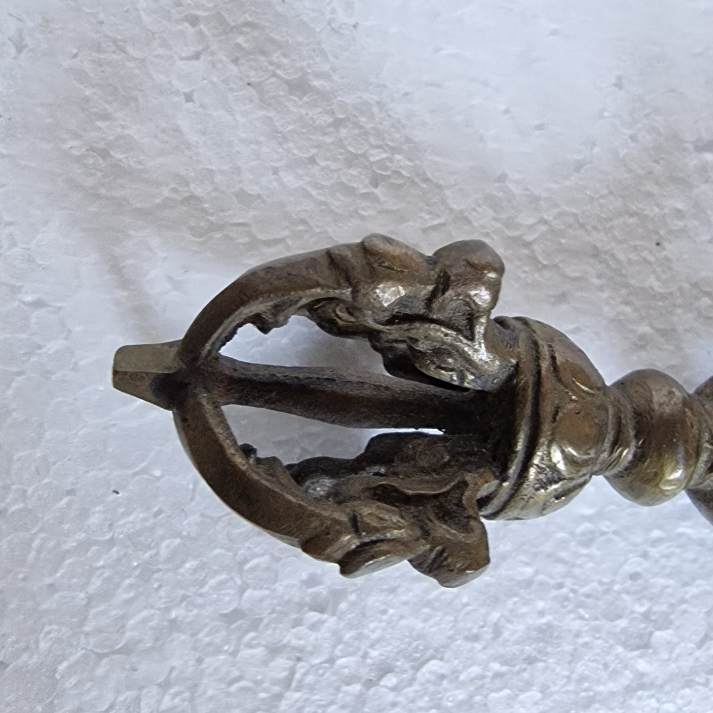 Antique Tibetan Copper Vajra Dorje, 4 Lotus Ritual Object