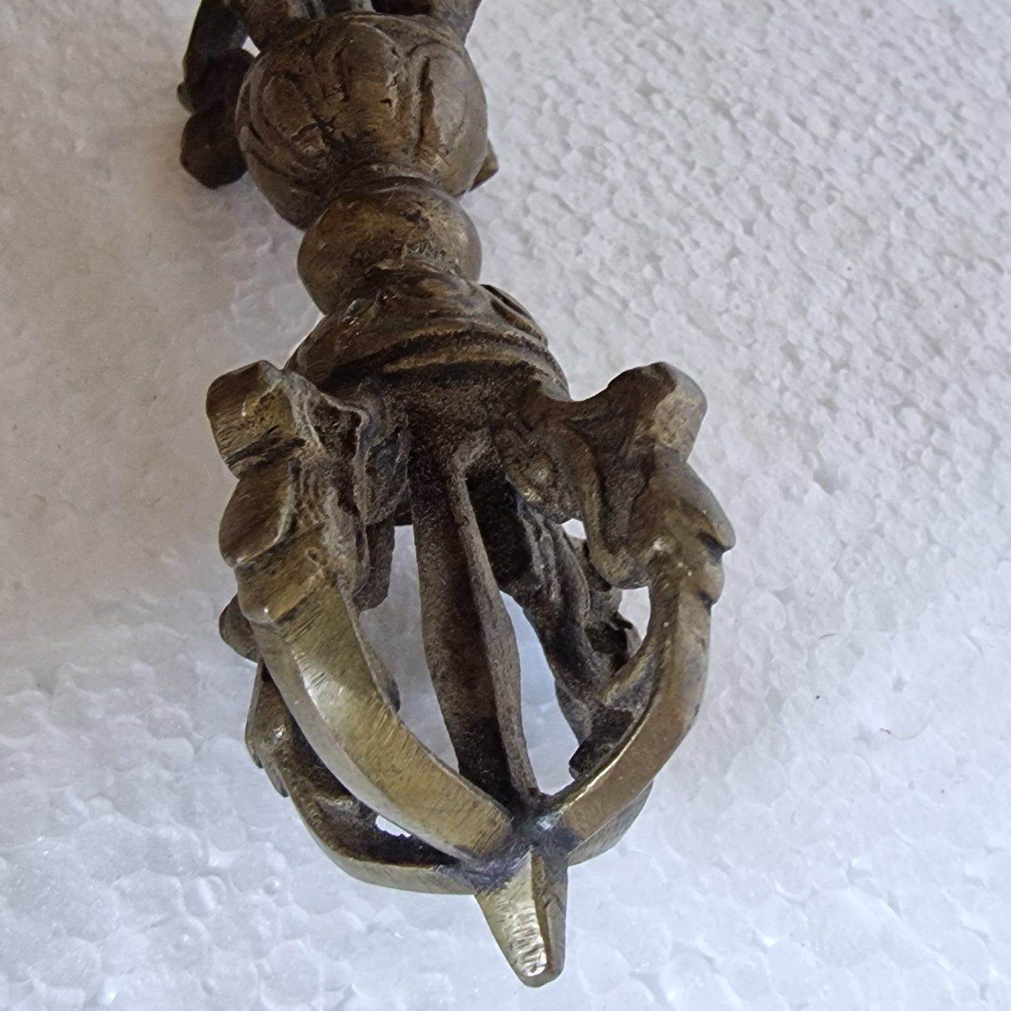 Antique Tibetan Copper Vajra Dorje, 4 Lotus Ritual Object