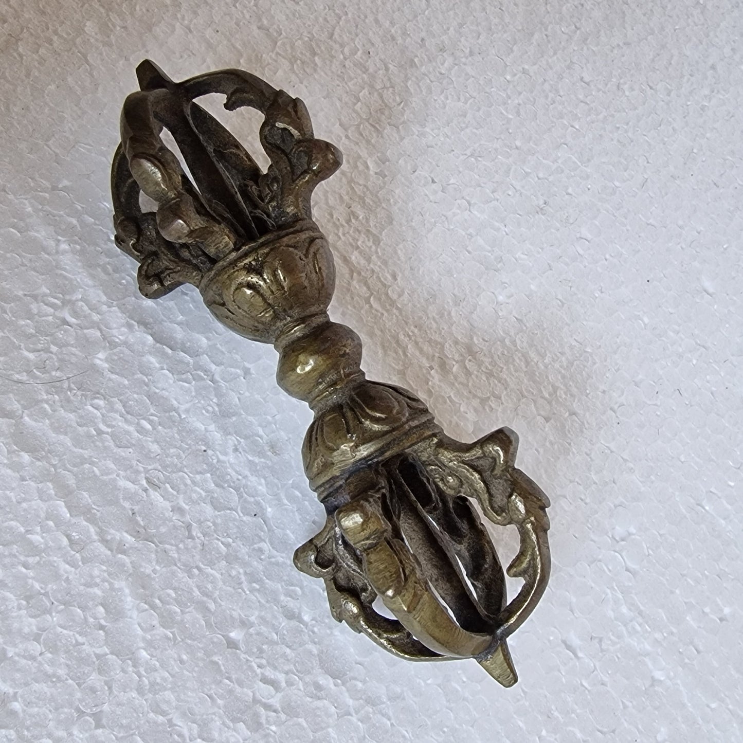 Antique Tibetan Copper Vajra Dorje, 4 Lotus Ritual Object