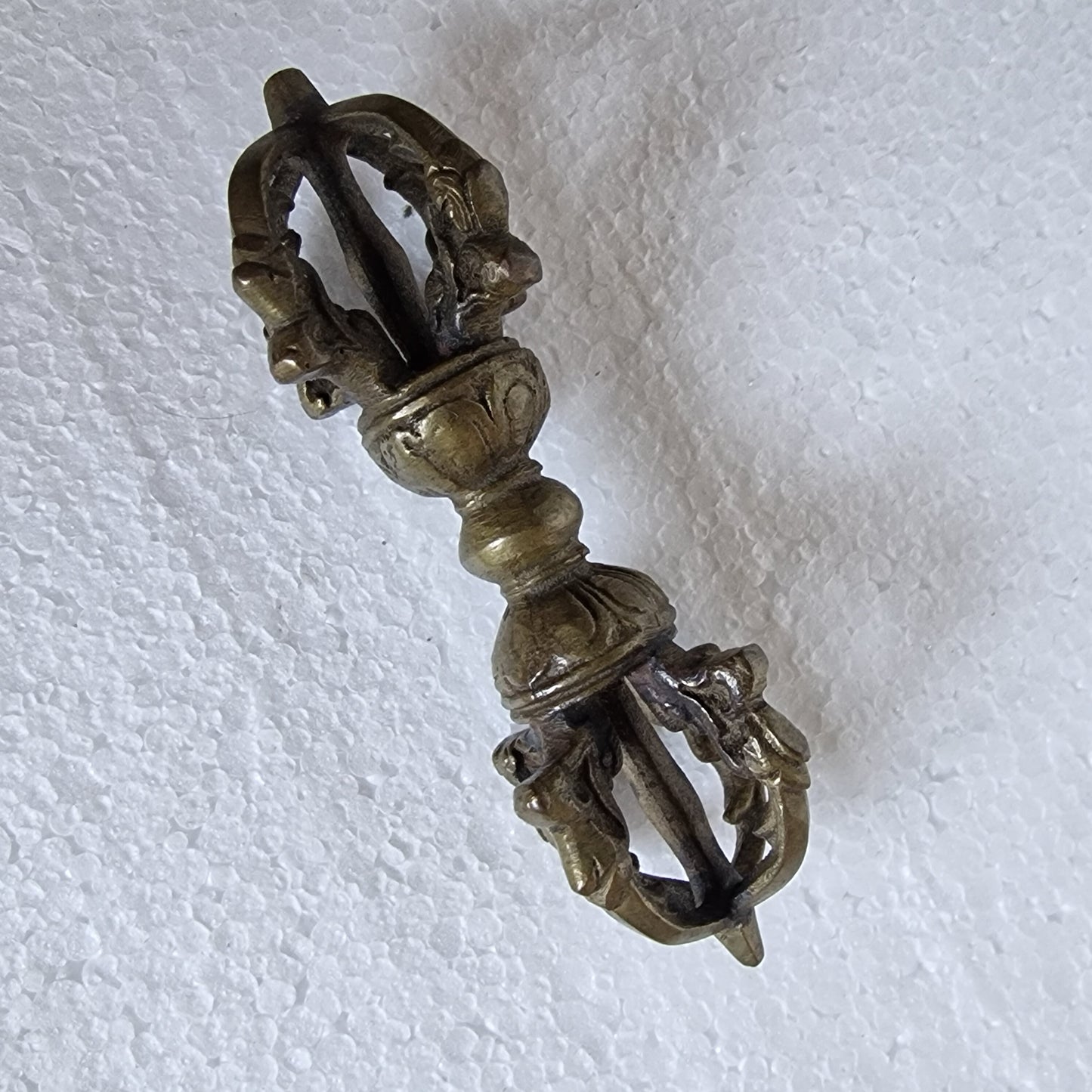 Antique Tibetan Copper Vajra Dorje, 4 Lotus Ritual Object
