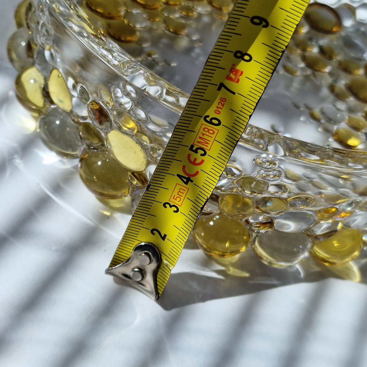Glashütte Limburg Crystal Glass Bowl, Yellow Bubble Design, Retro 60s