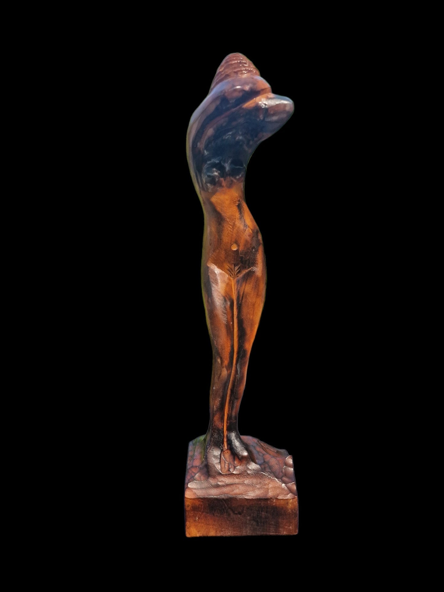 Pita maha Bali indonesia, Tropical Indonesian hardwood sculpture, 19 cm, 1930's. girl woman