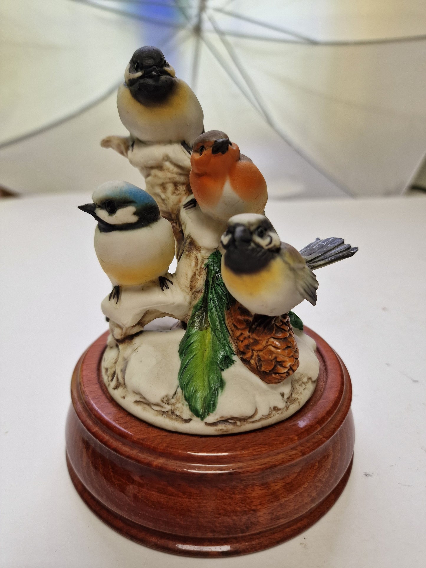 Riccardo Pennati Biscuit Porcelain Bird Music Box, Snow Waltz