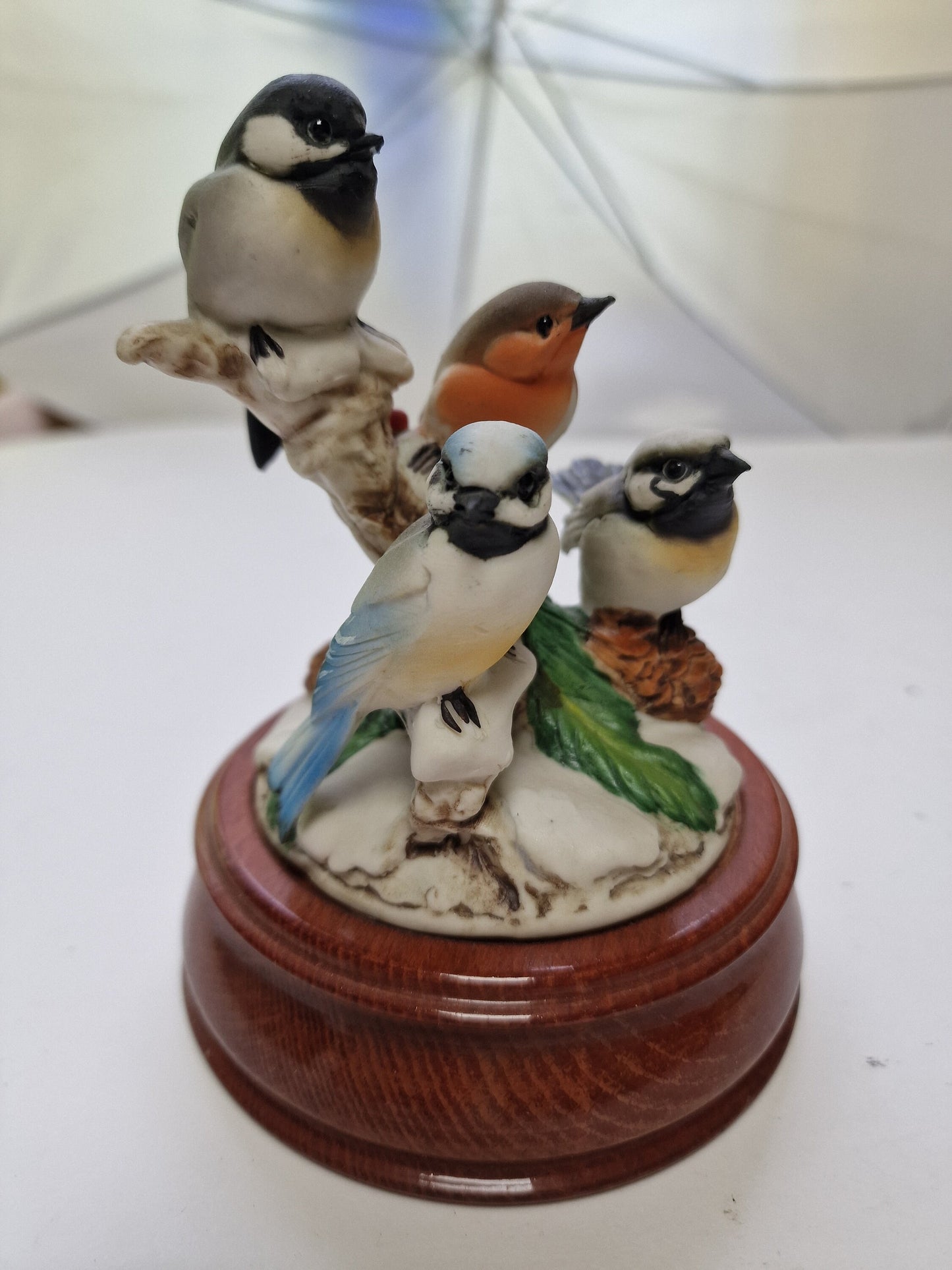 Riccardo Pennati Biscuit Porcelain Bird Music Box, Snow Waltz