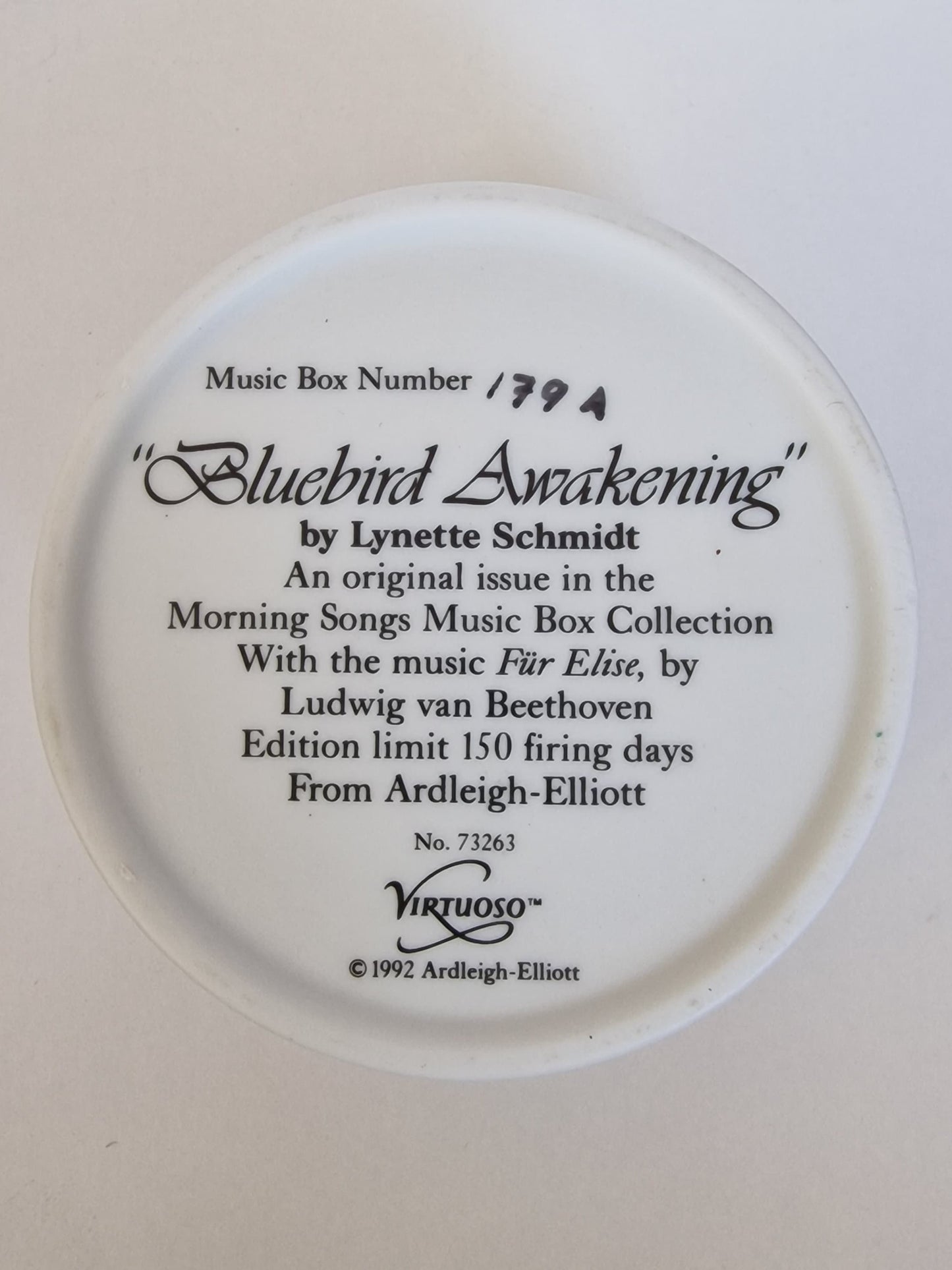 Blue Bird Porcelain Music Box, Fur Elise, Lynette Schmidt, Ardleigh Eliott