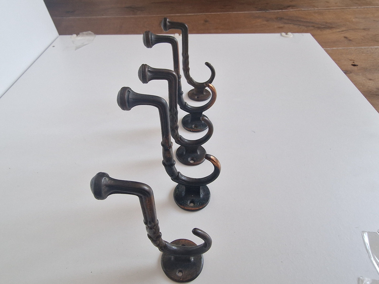 5 Art Nouveau Copper Coat Hooks, Antique Dutch Design