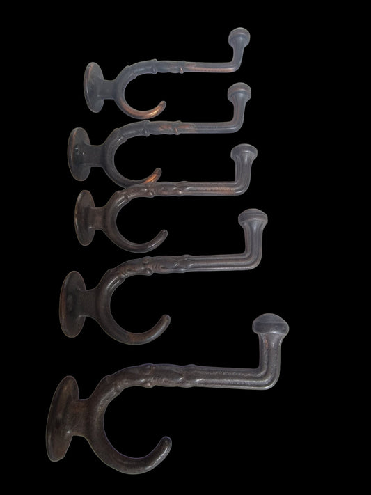 5 Art Nouveau Copper Coat Hooks, Antique Dutch Design