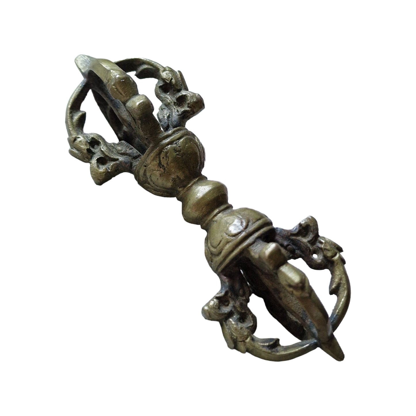 Antique Tibetan Copper Vajra Dorje, 4 Lotus Ritual Object