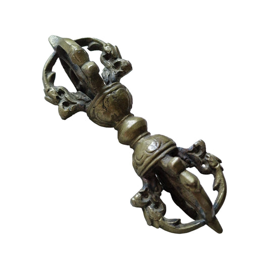Antique Tibetan Copper Vajra Dorje, 4 Lotus Ritual Object