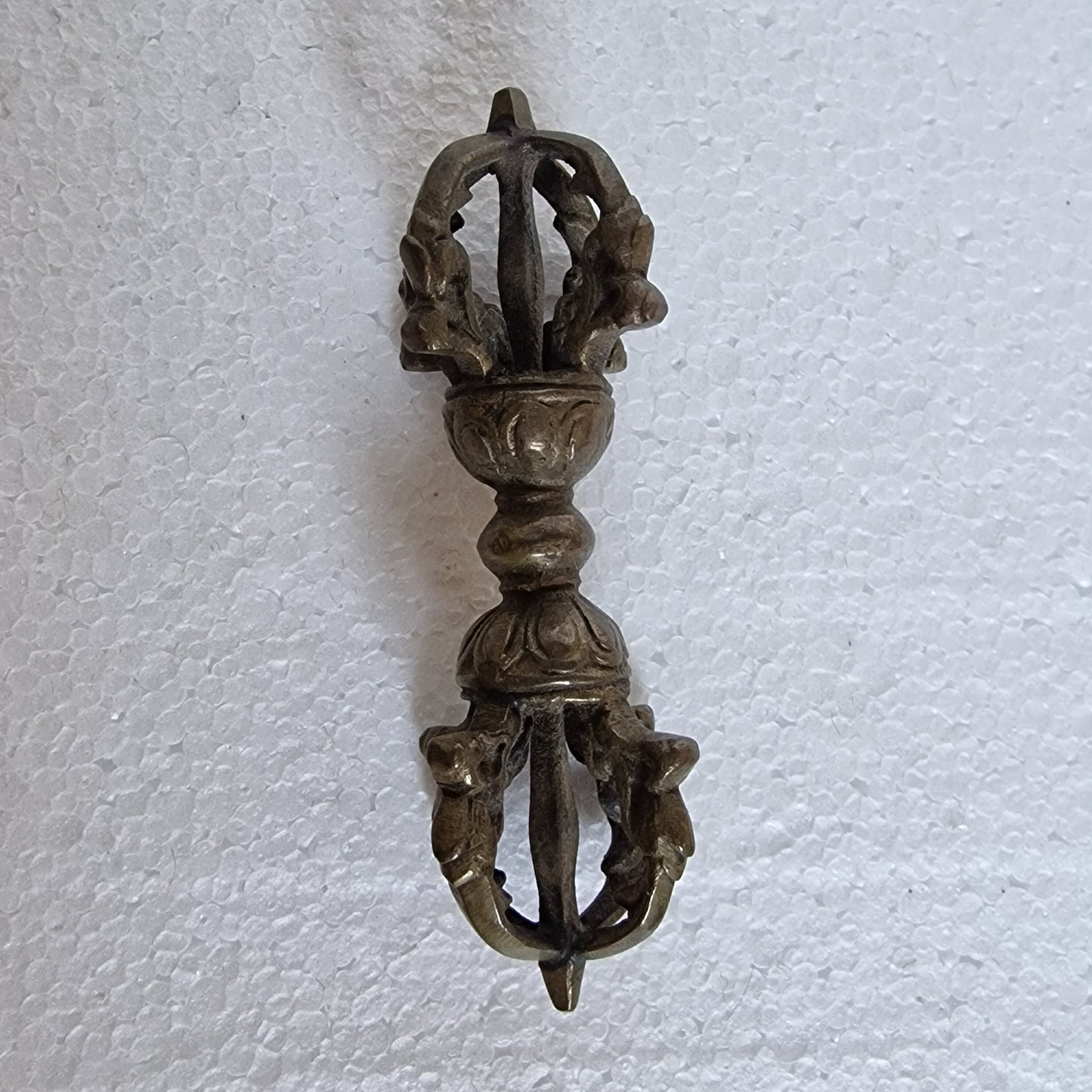 Antique Tibetan Copper Vajra Dorje, 4 Lotus Ritual Object