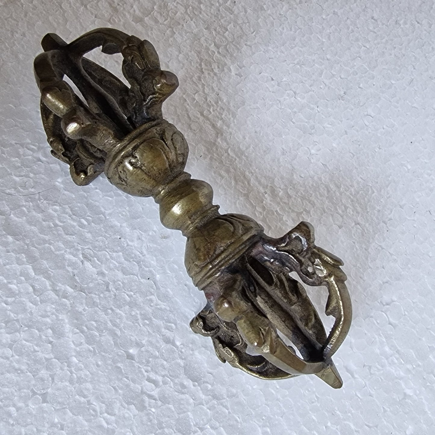 Antique Tibetan Copper Vajra Dorje, 4 Lotus Ritual Object
