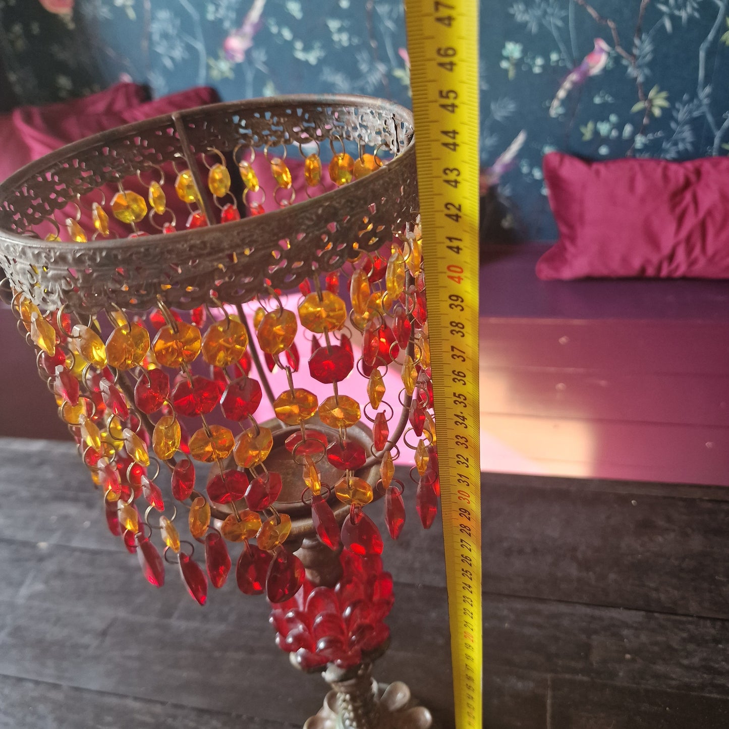 Vintage Ibiza Beaded Lantern, Mediterranean Antique Candle Holder, 1950s-70s