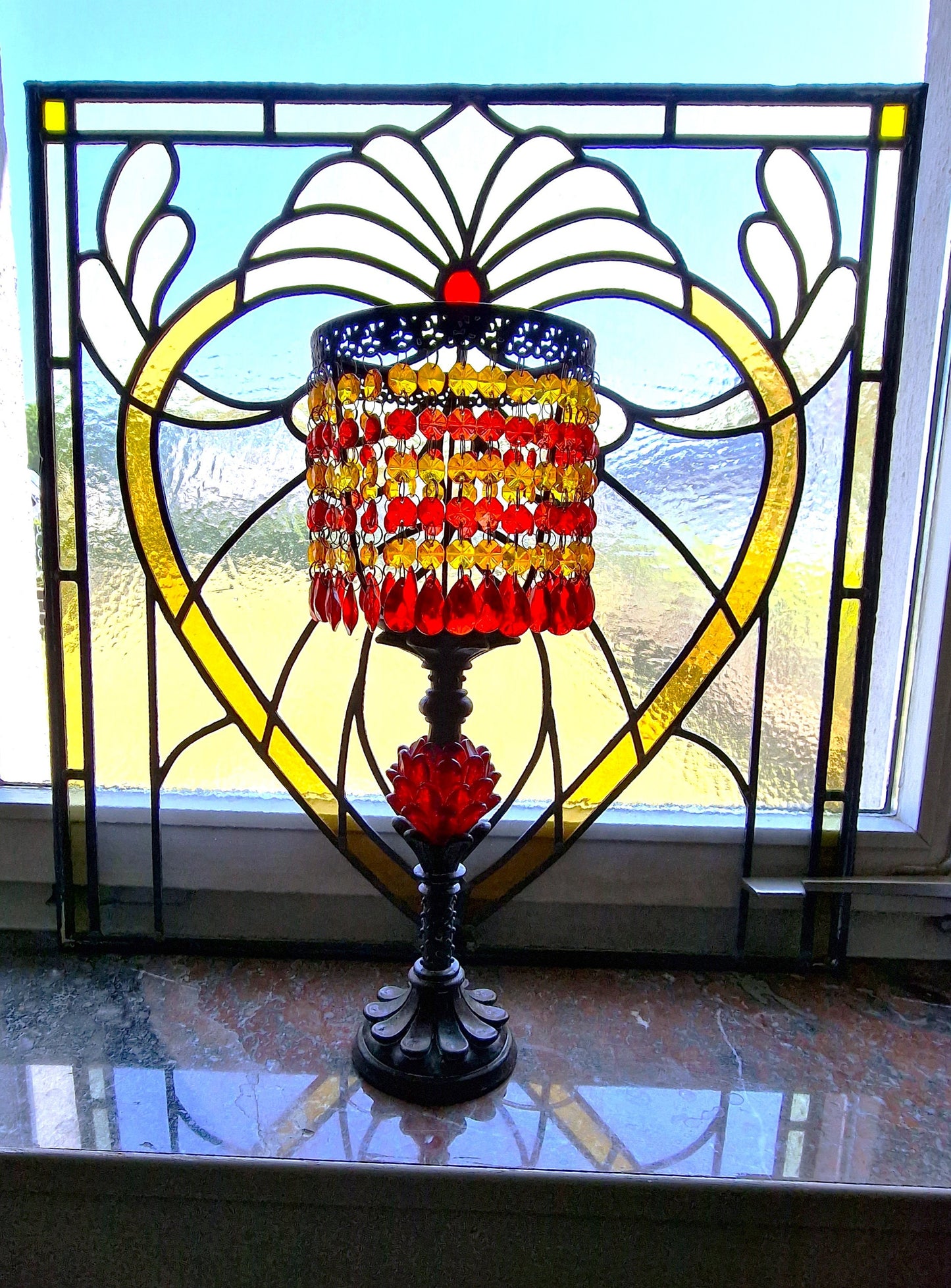 Vintage Ibiza Beaded Lantern, Mediterranean Antique Candle Holder, 1950s-70s
