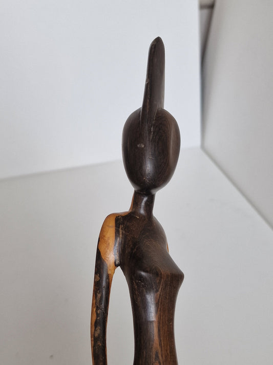African punk girl, handcarved bust, woman, girl,  ethnografische volkskunst, handgesneden tribe art, tourism 1980's