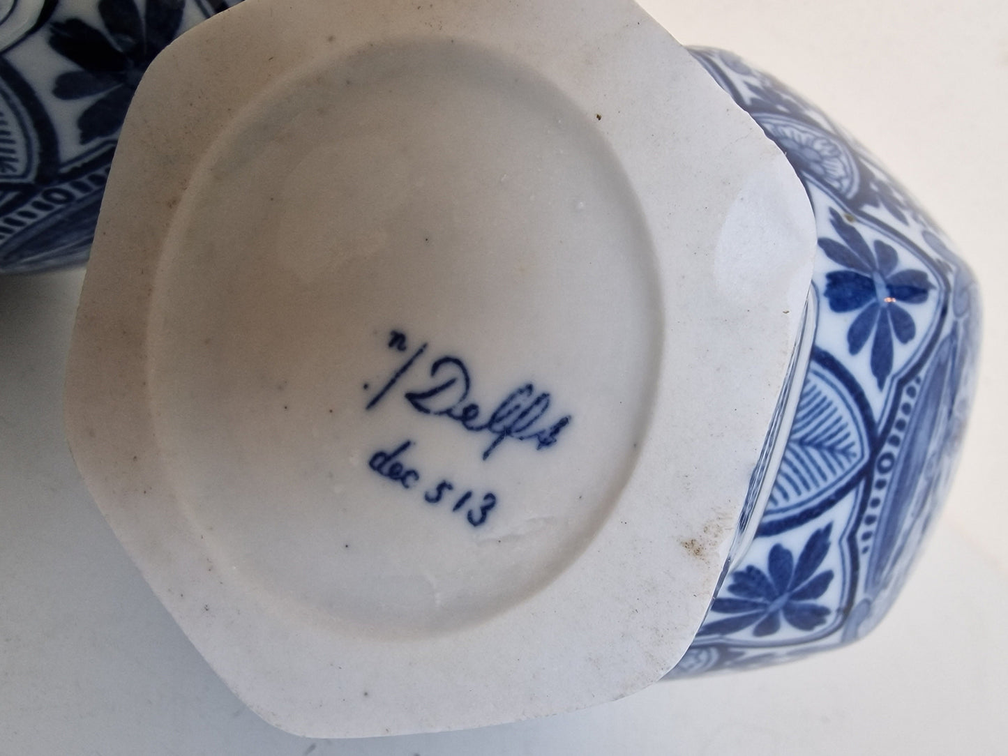 A pair of large Delft antique 'knobbel' vases dutch pottery, 25 cm numbered marked delft made Maastricht 1920-1930 blue ship landscape tiles