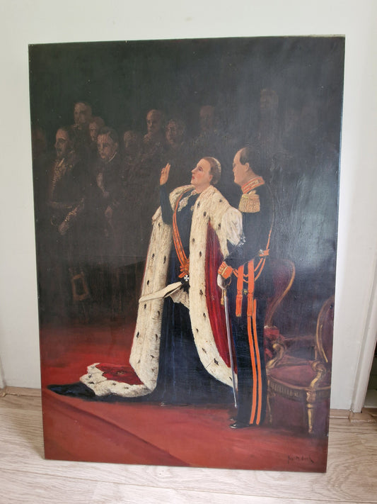 XXL Jurrien M. Beek, Inhuldiging van Juliana, olieverf op doek, 100 x 70 cm. (jurriaan, Juriaen) dutch oil painting realism