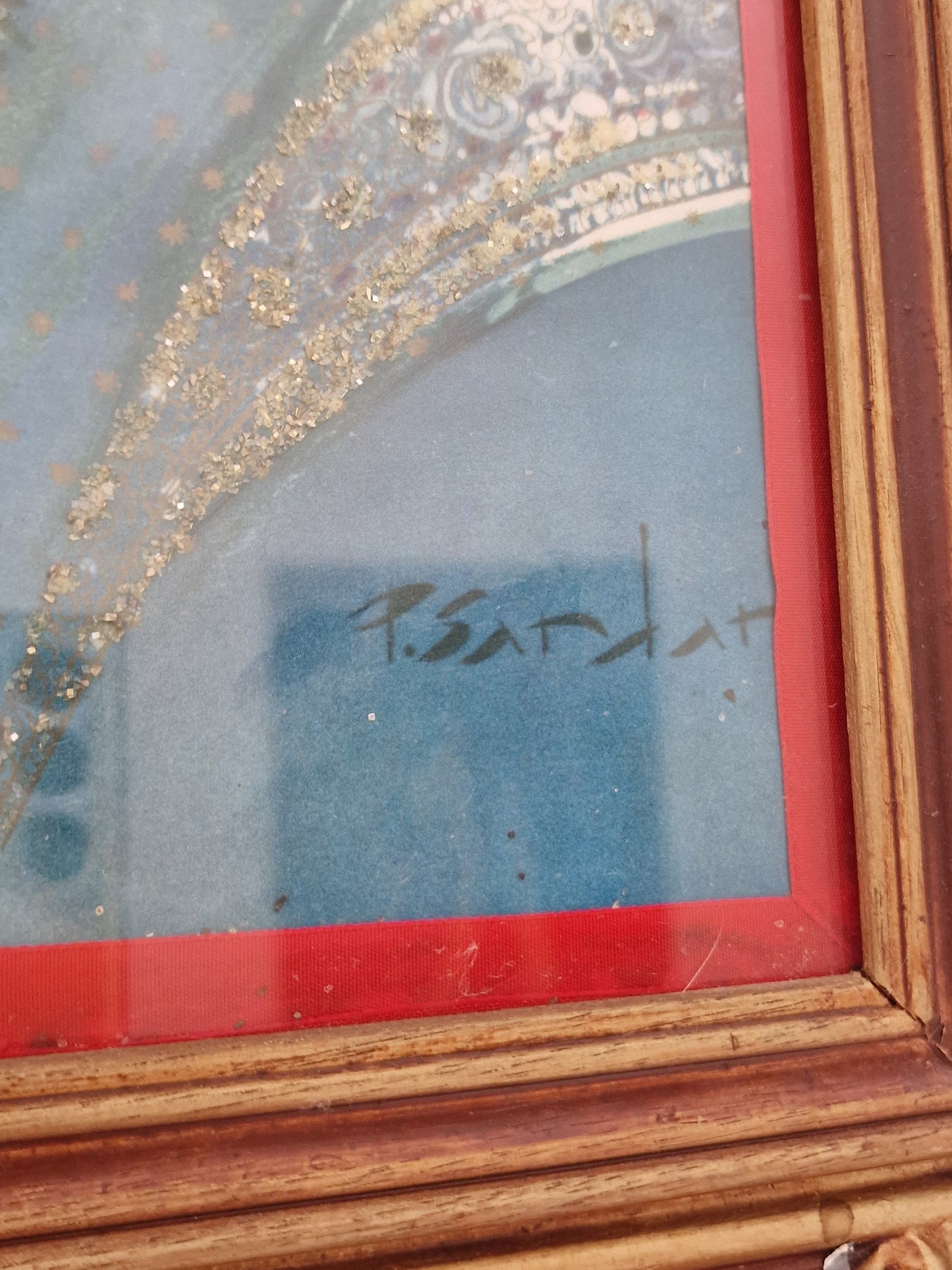 P. Sardar Vishnu hindu schilderij ingelijst sardar framed, signed