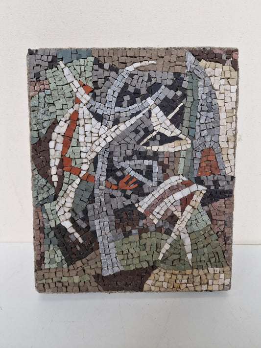 Jacob 'Jaap' Bouhuys (Arnhem 1902-1983 Haarlem) & Petronella ‘Nel’ Bouhuys-Klaassen, Abstract, gepolychromeerde mozaïek, 31 x 25,5 cm.,