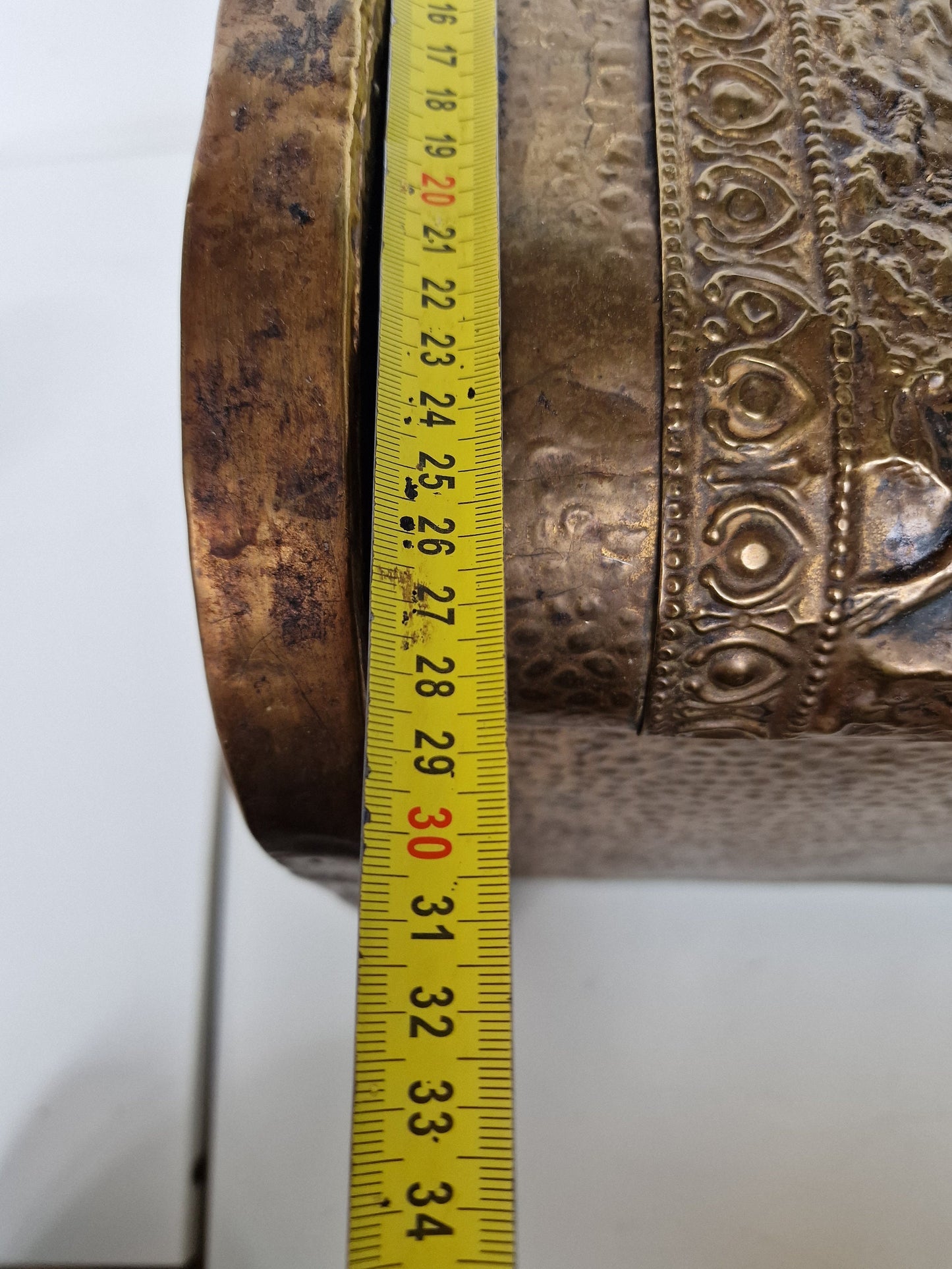 Large Antique Dutch Brass Travel Coffer, Friesian Coffin, 44cm