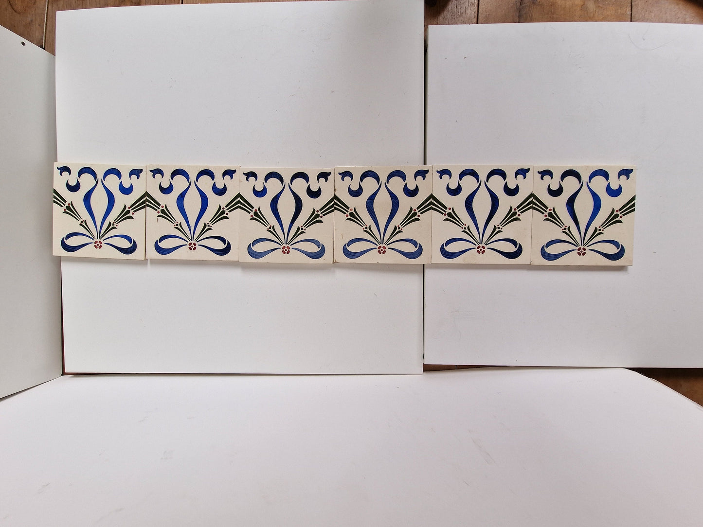 Art Nouveau tegels - Boizenburg 6 stuks - gedateerd  ca 1910 Duitsland, jugendstil period