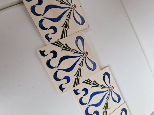 Art Nouveau tegels - Boizenburg 6 stuks - gedateerd  ca 1910 Duitsland, jugendstil period