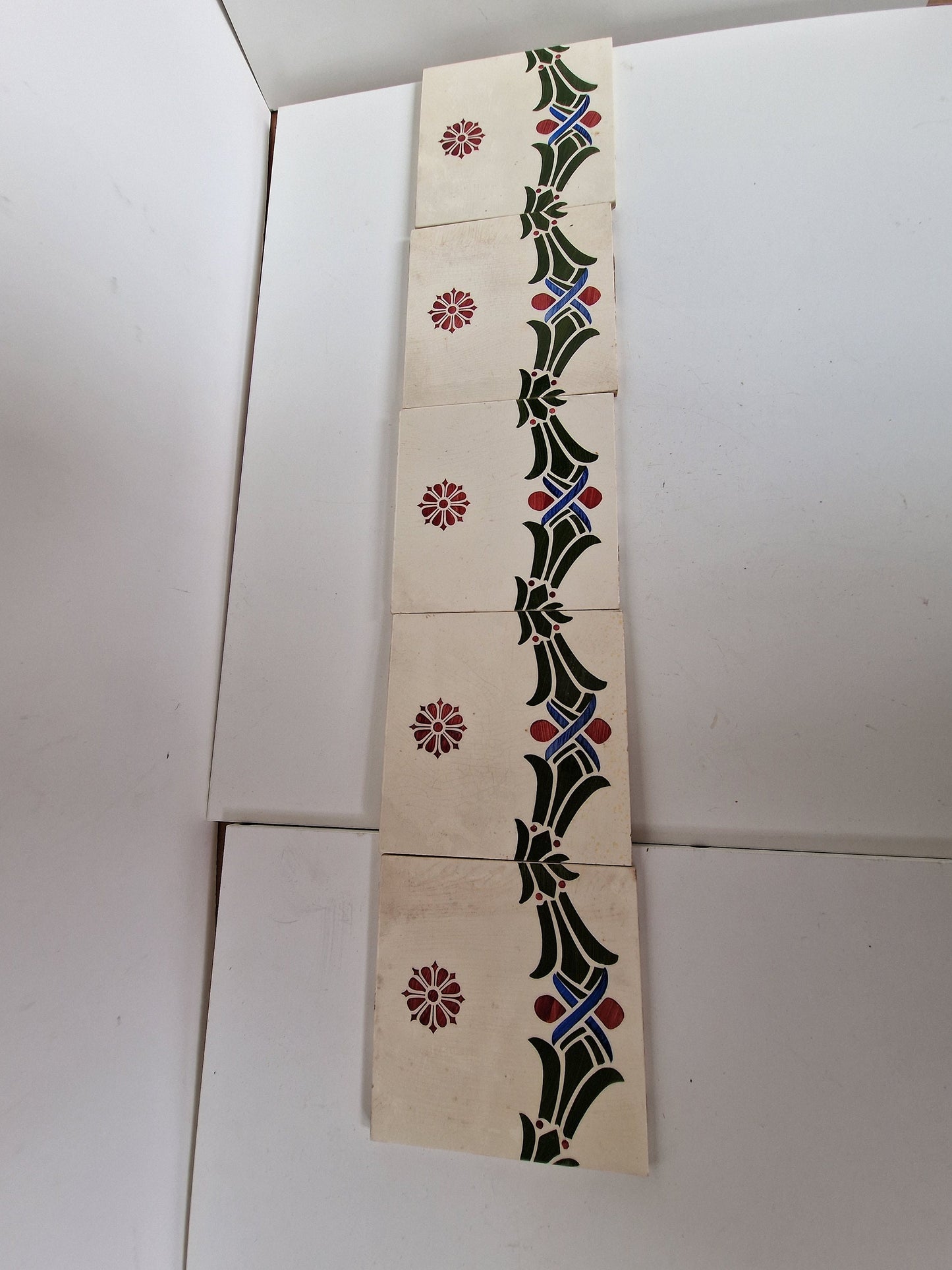 Art Nouveau tegels - Boizenburg 5 stuks - gedateerd  ca 1910 Duitsland, jugendstil period