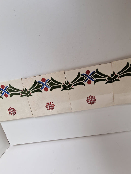 Art Nouveau tegels - Boizenburg 5 stuks - gedateerd  ca 1910 Duitsland, jugendstil period